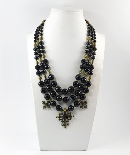 Necklace "Black Earth", Agate