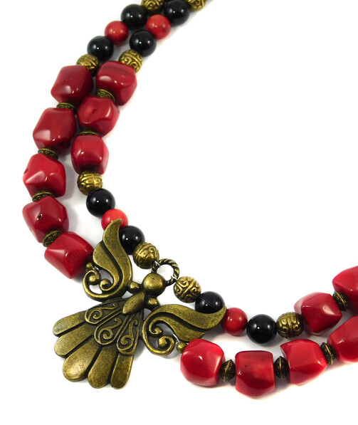 Necklace "Beregynia-mother", Coral, Agate