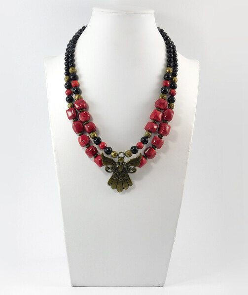 Necklace "Beregynia-mother", Coral, Agate