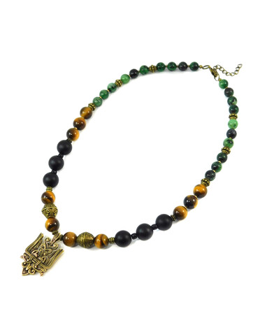 Necklace "Plain", Shungite. Tiger's eye, Zoisite