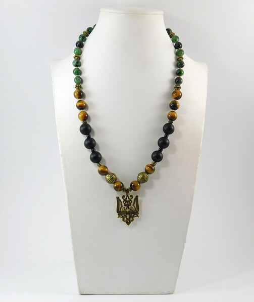 Necklace "Plain", Shungite. Tiger's eye, Zoisite