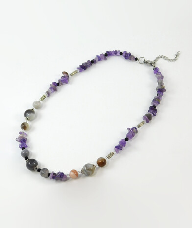 Necklace "Fig", Bostvana Agate, Amethyst