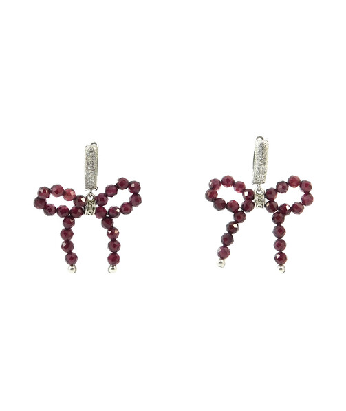 Earrings "Bow", Pomegranate