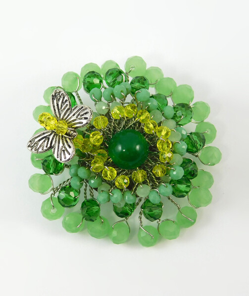 Brooch "Mint", chrysoprase