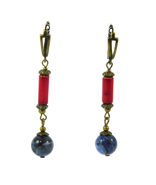 Earrings "Hypernova" Sodalite, Coral