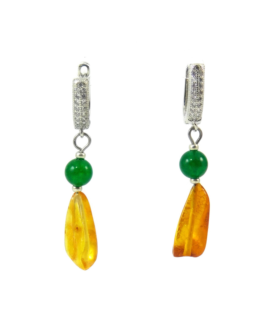 Earrings "Volyn Treasures" Amber, Chrysoprase