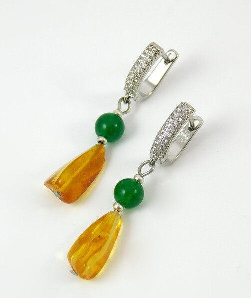 Earrings "Volyn Treasures" Amber, Chrysoprase