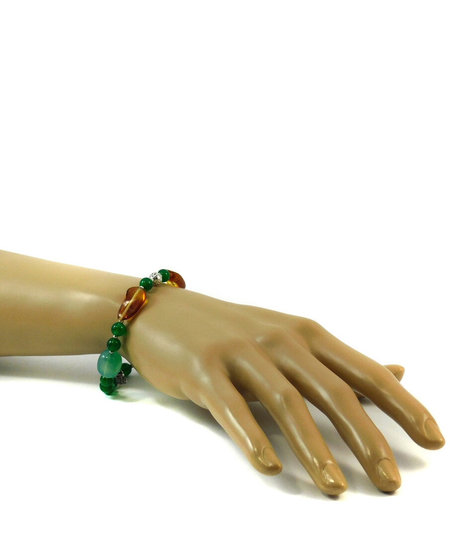 Bracelet "Volyn Treasures" Amber, chrysoprase, jade