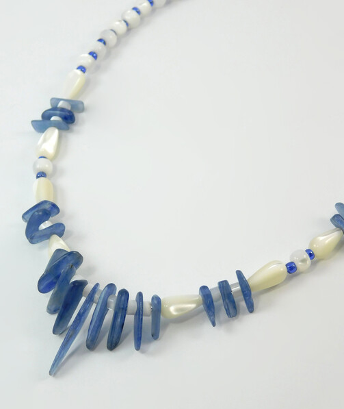 Necklace "Mercury" Kyanite, Mother of pearl