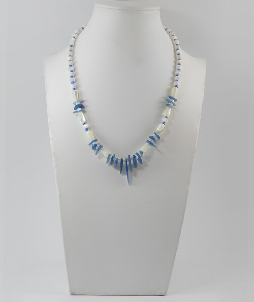 Necklace "Mercury" Kyanite, Mother of pearl