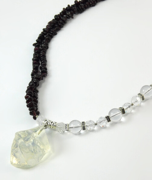 Necklace "Crystal star" Rock crystal, Garnet