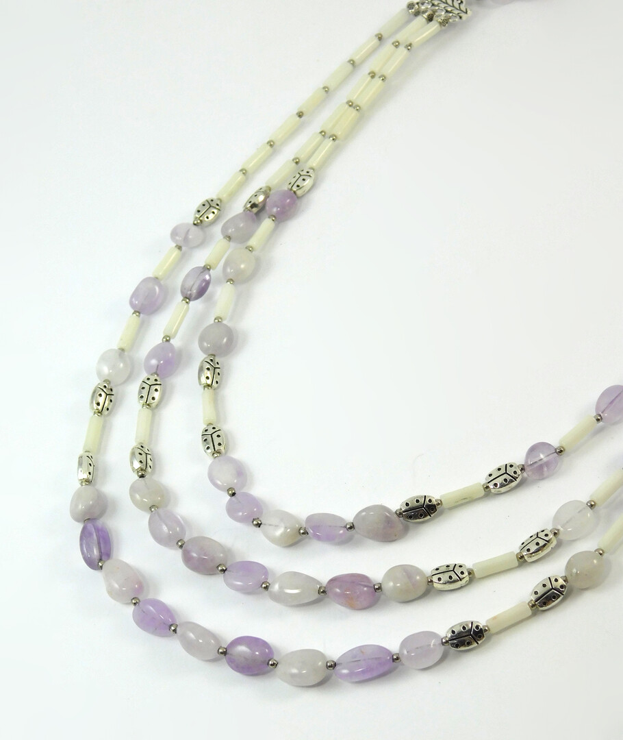 Necklace "Eternal beauty" White coral, Amethyst