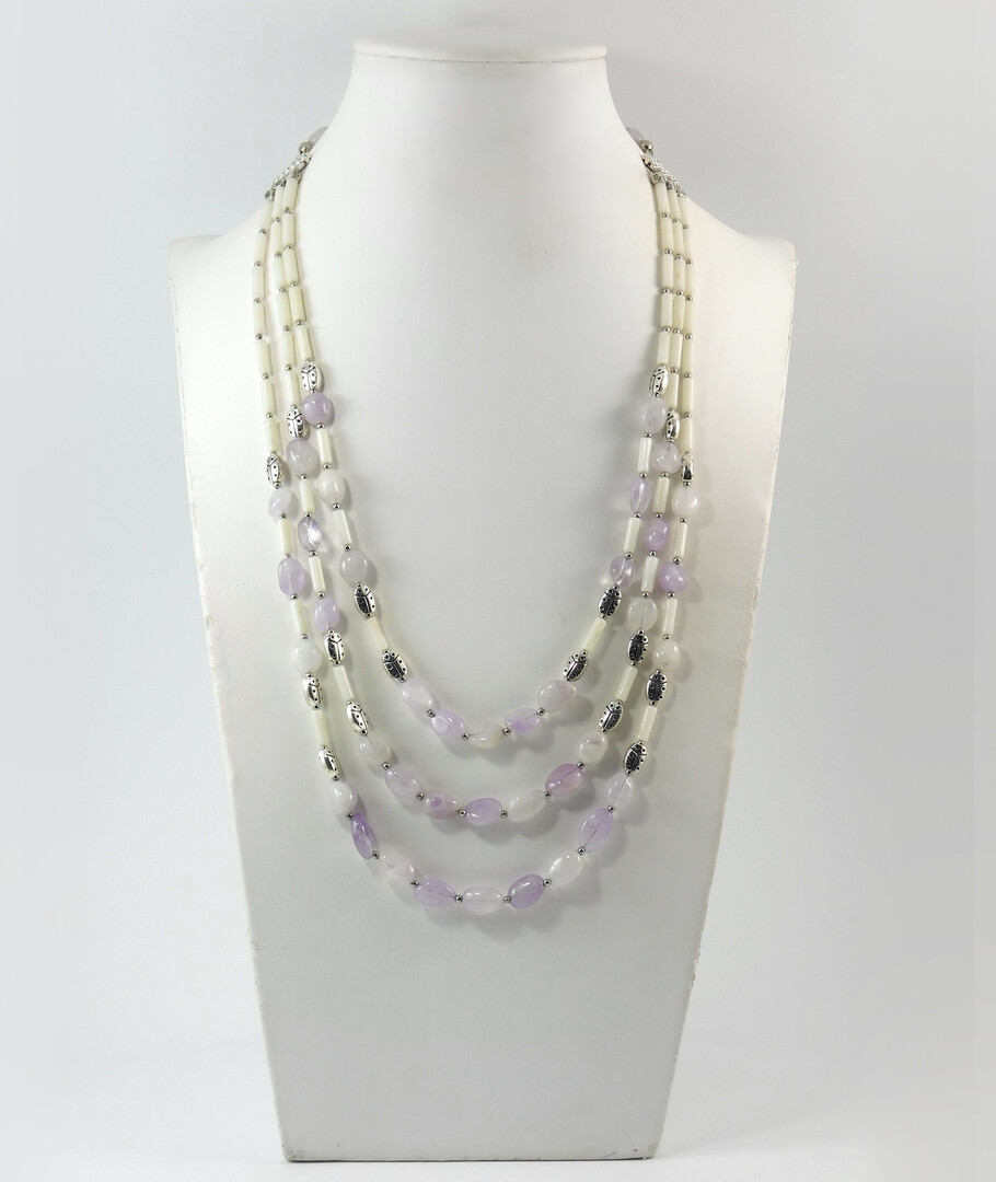 Necklace "Eternal beauty" White coral, Amethyst