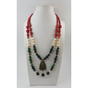 Necklace &quot;Lucy&quot; Zoisite, Mother of Pearl, Coral