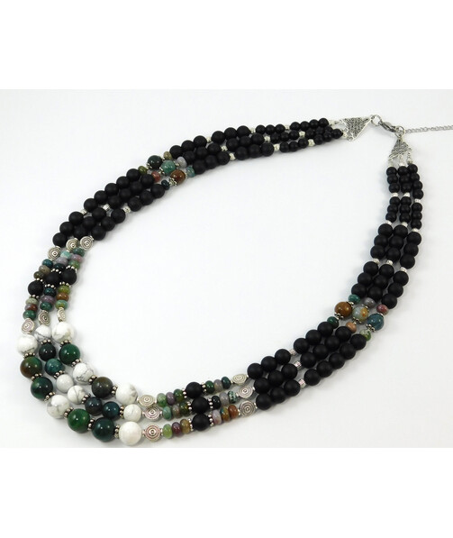 Necklace "Aiden" Shungite, Caholong, Jasper