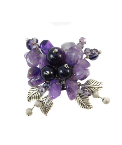 Brooch "Butterfly Wings" Agate, Amethyst