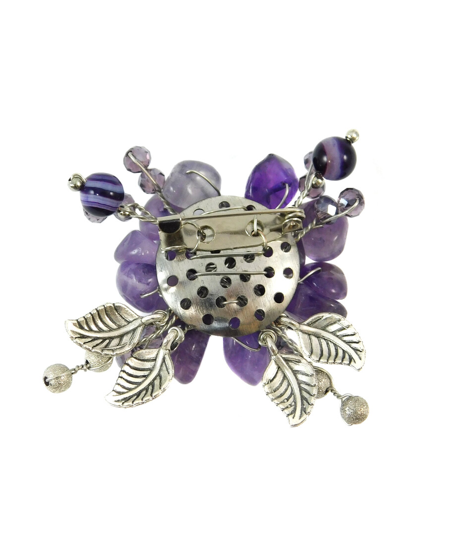 Brooch "Butterfly Wings" Agate, Amethyst