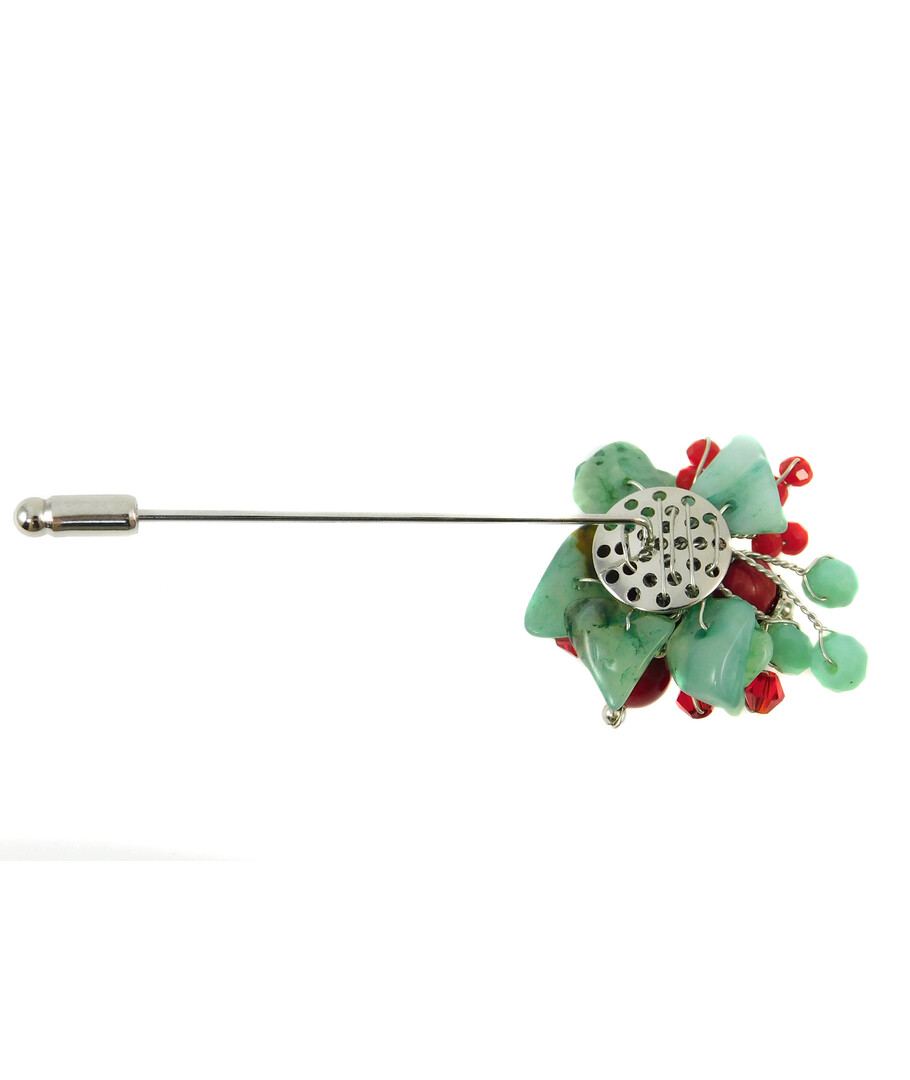 Brooch "Berry" Coral, Jade