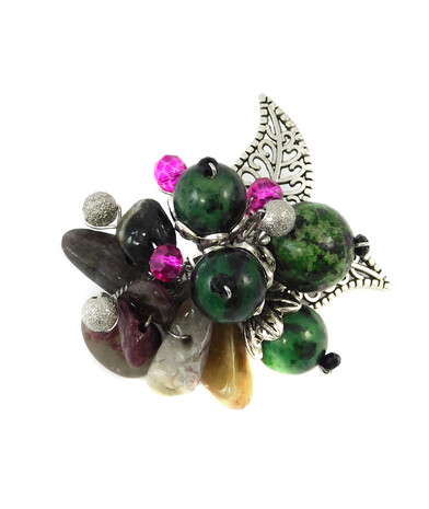 Brooch "Beret" Zoisite, Tourmaline