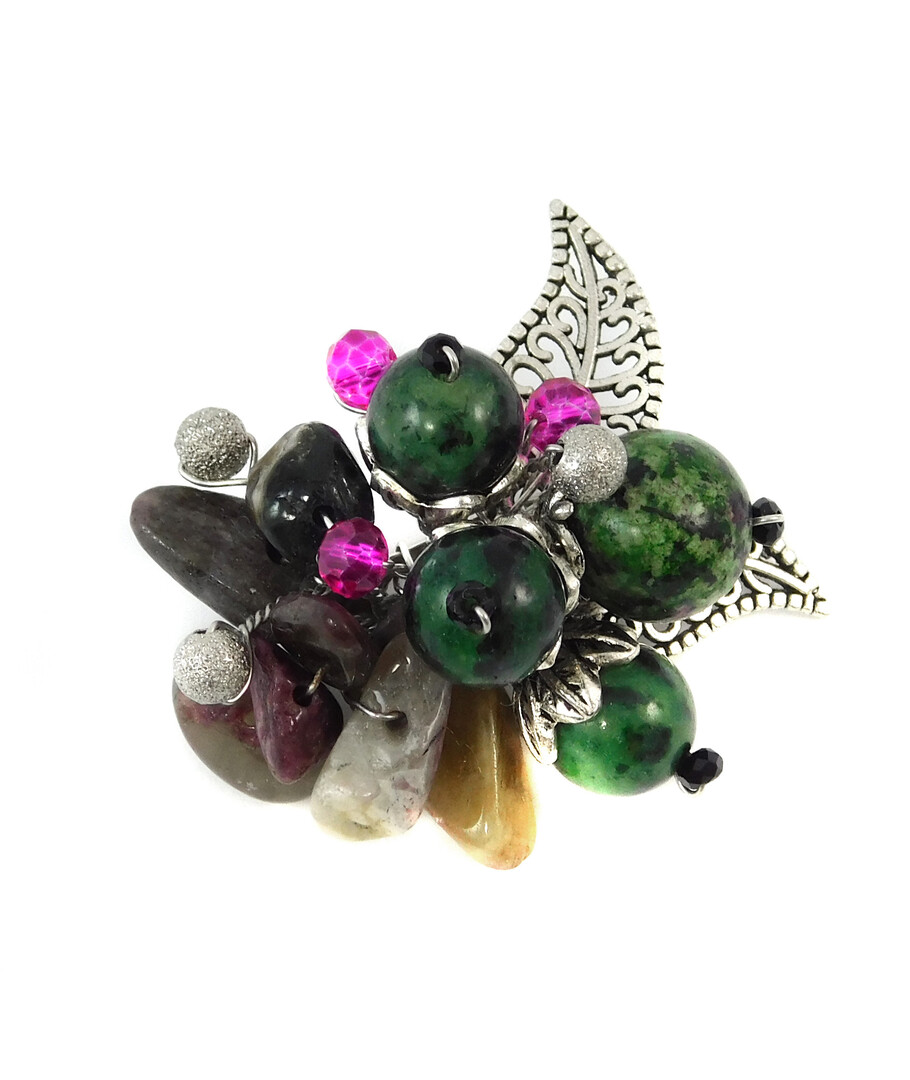 Brooch "Beret" Zoisite, Tourmaline