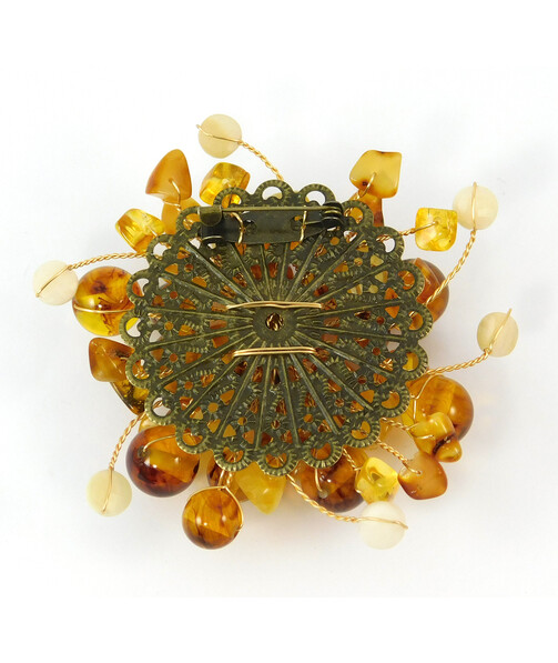 Brooch "Amber premium" Amber, Mother of pearl