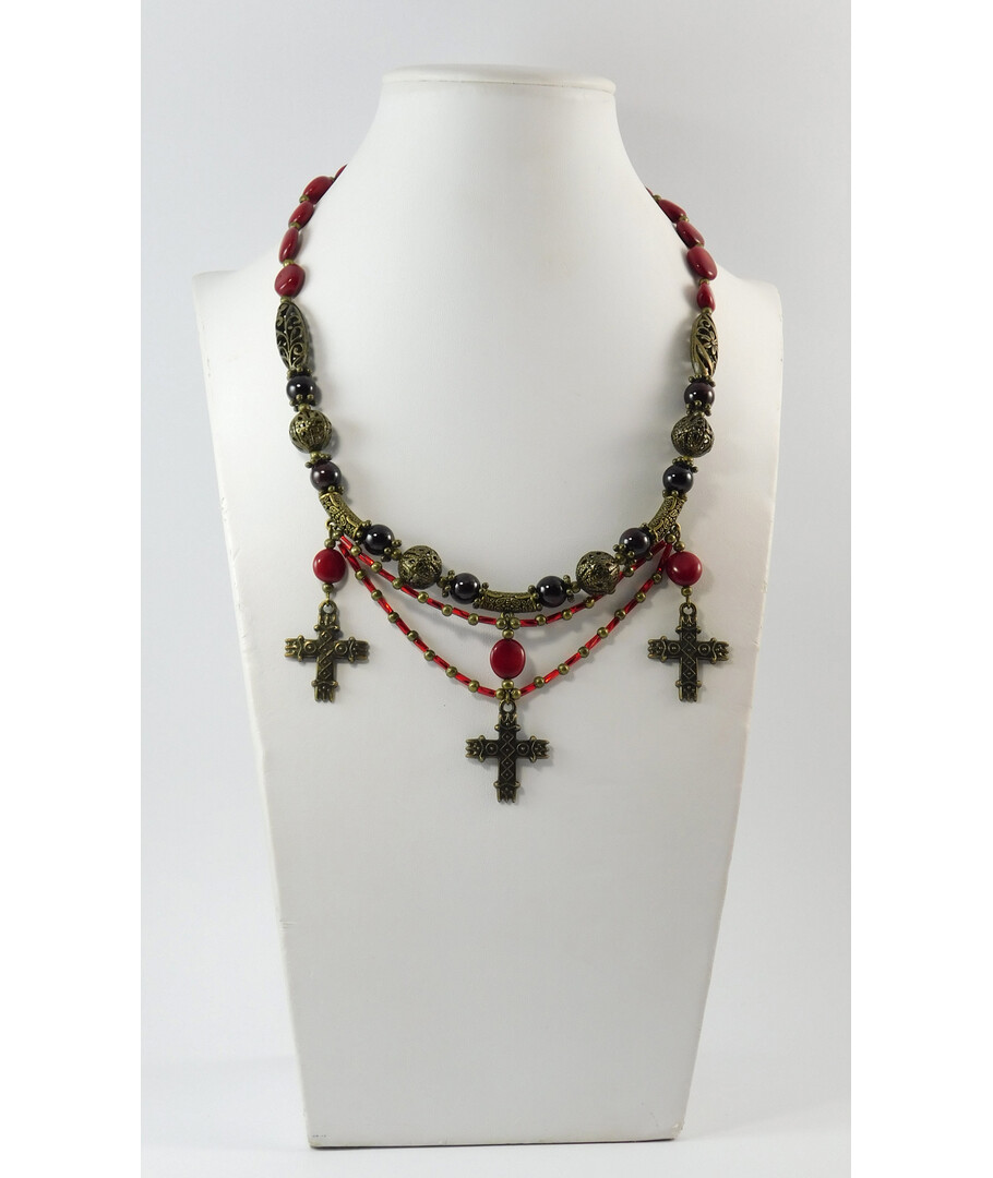 Necklace "Aibige" Coral, Garnet