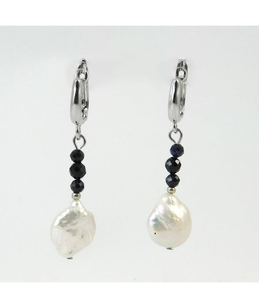 Earrings "Prima Donna" Pearls, Sapphire, Tourmaline