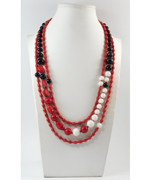 Necklace "Valley of Discovery" Coral, Agate