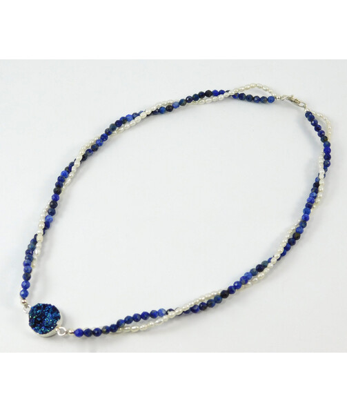 Necklace "Sea Goddess" lapis lazuli, pearls, silver