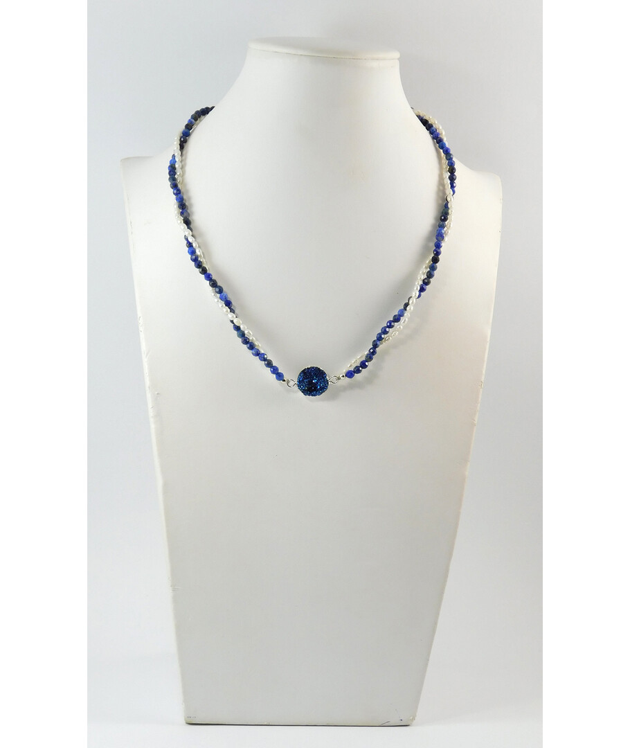 Necklace "Sea Goddess" lapis lazuli, pearls, silver