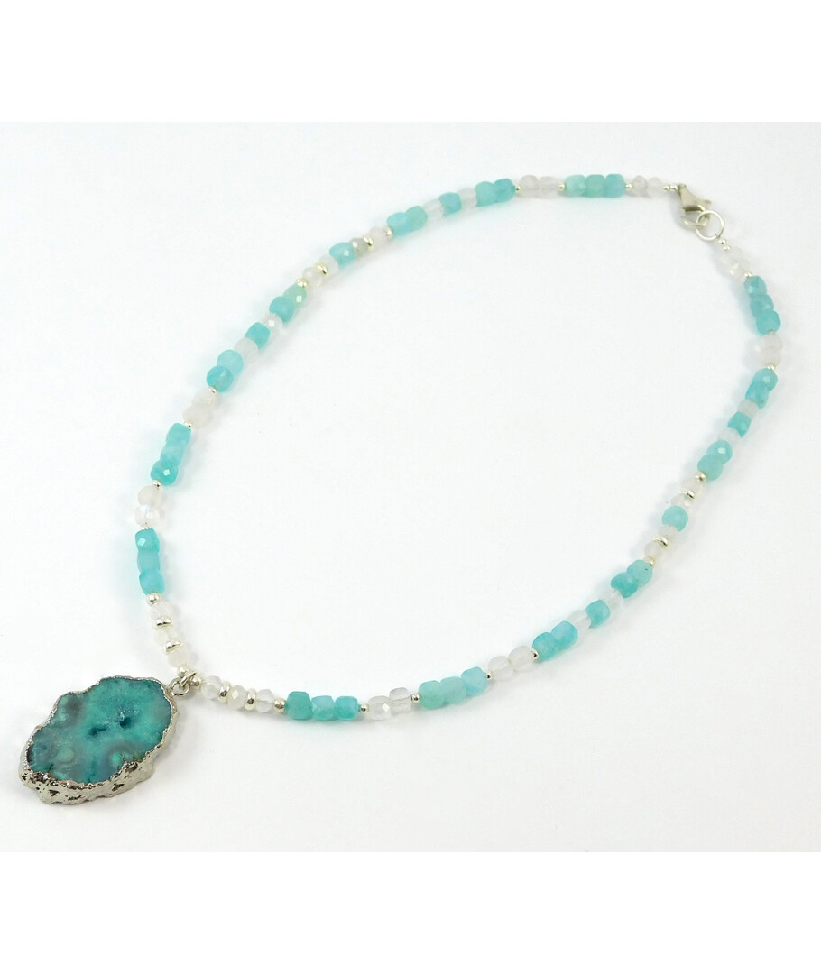 Necklace "Atlantis" Amazonite, Adular, silver