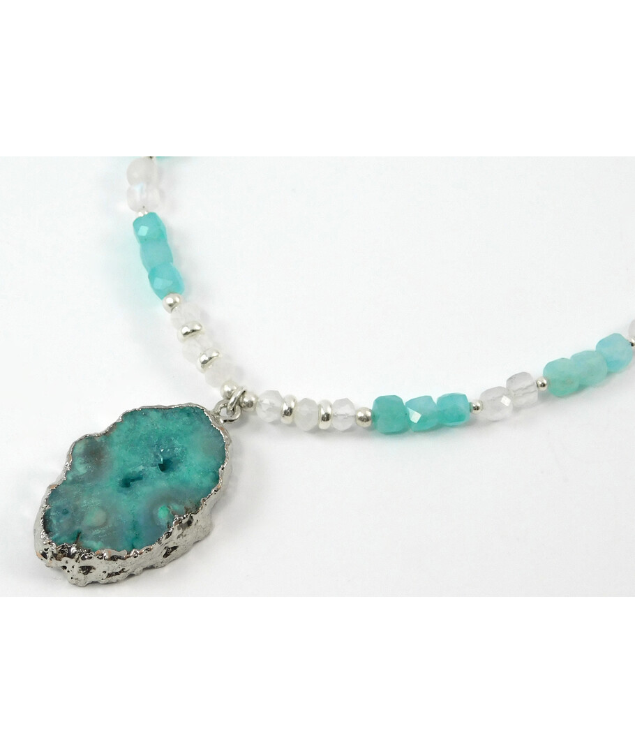 Necklace "Atlantis" Amazonite, Adular, silver