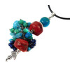 Exclusive pendant Coral, Chrysocolla, Turquoise, Aquamarine