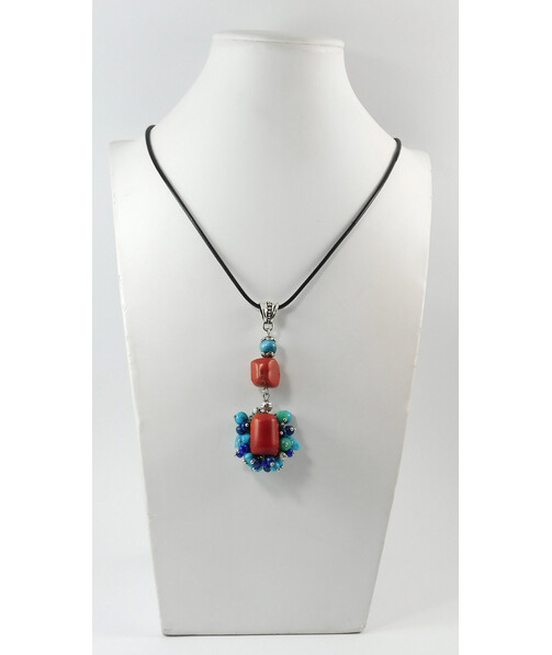 Exclusive pendant Coral, Turquoise, Aquamarine