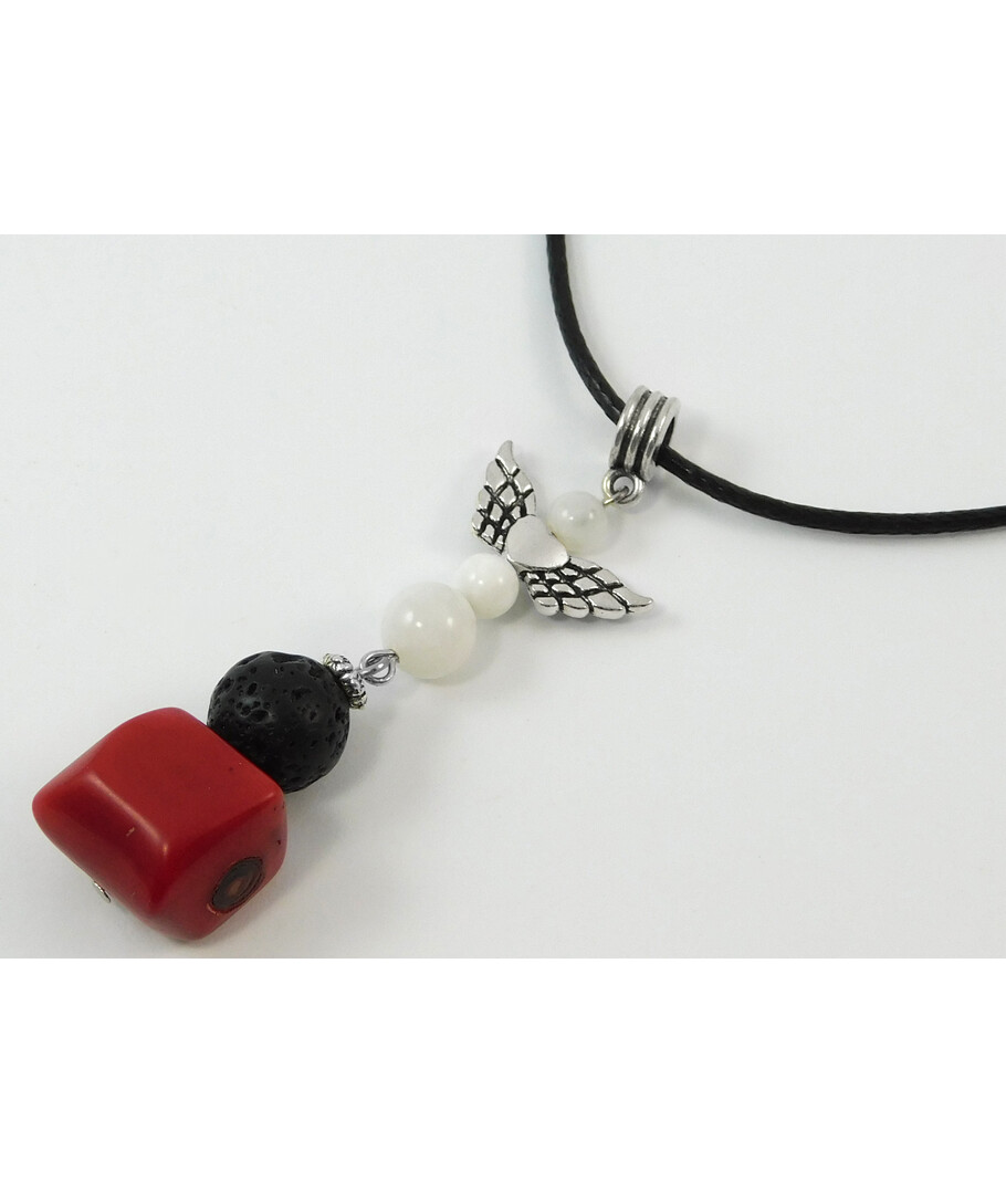 Exclusive pendant Coral, Adular, Lava