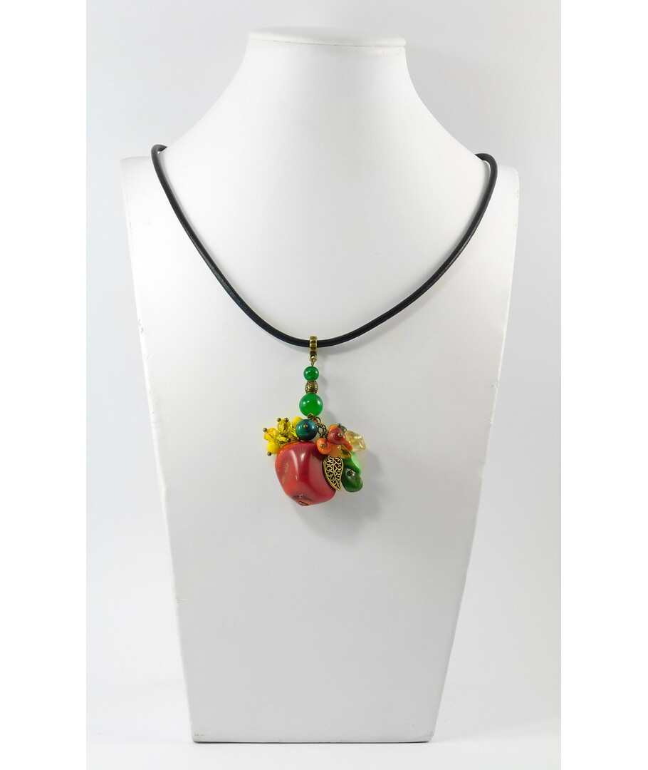 Exclusive pendant Coral, Chrysocolla, Chrysoprase