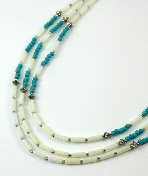 Necklace "Beatrice" Coral, Turquoise