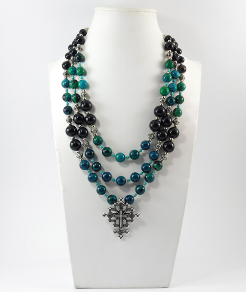 Necklace "Matilda" Chrysocolla, Agate, Turquoise