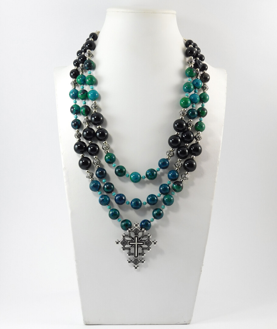 Necklace "Matilda" Chrysocolla, Agate, Turquoise