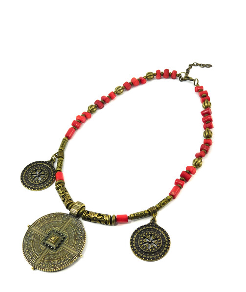 Necklace "Trembita" Coral