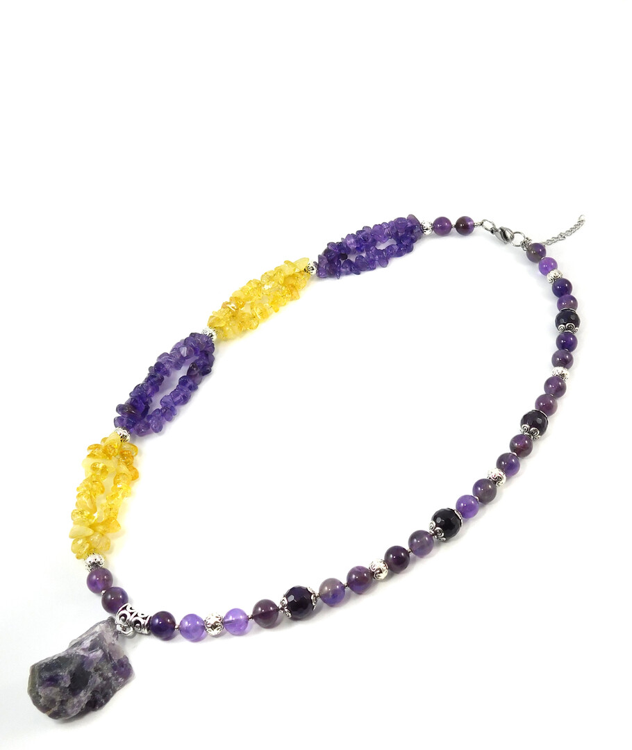 Necklace "Spring sun" Amethyst, Citrine