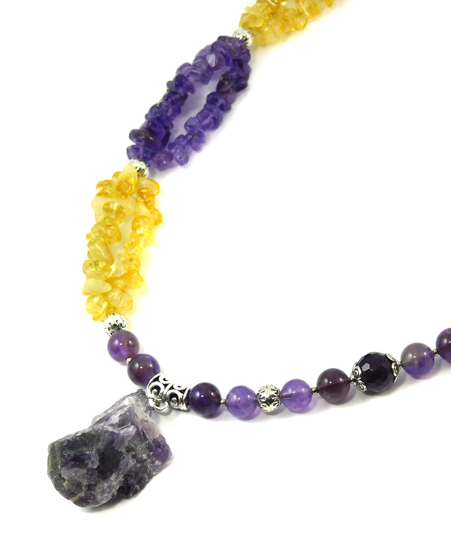 Necklace "Spring sun" Amethyst, Citrine