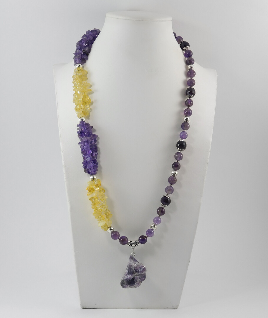 Necklace "Spring sun" Amethyst, Citrine