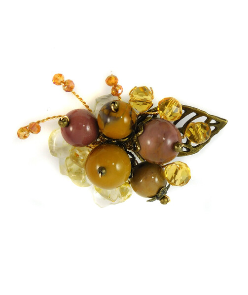 Brooch "Beret" Jasper Mukait, Citrine