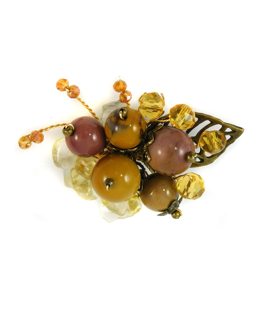 Brooch "Beret" Jasper Mukait, Citrine