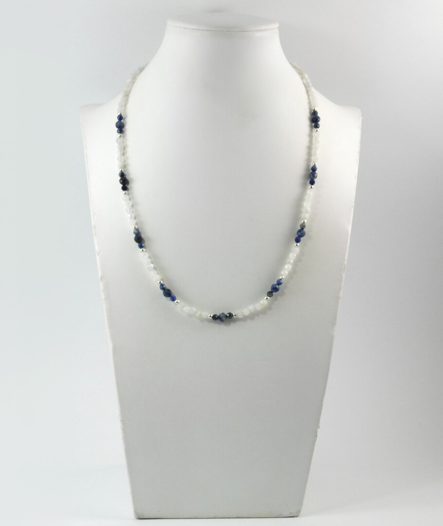 Necklace "France" Adular, Sodalite, Lapis lazuli, silver