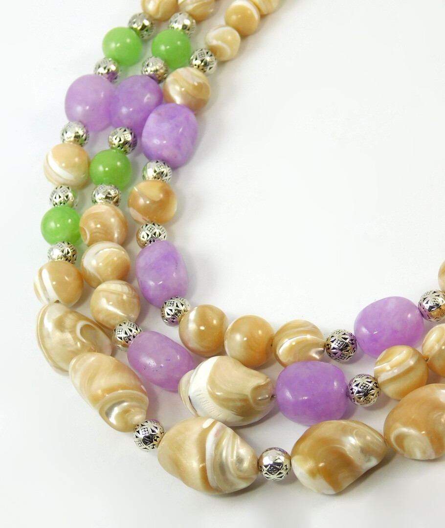 Necklace "Spring watercolor" Mother of pearl, Onyx, Amethyst