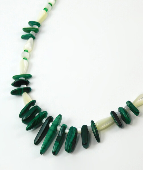 Necklace "Mercury" Malachite, Mother of pearl