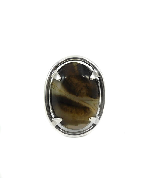 Agate ring 18х20мм, silver