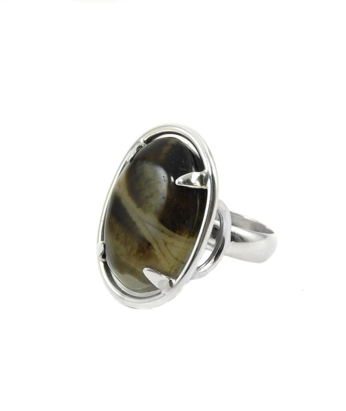 Agate ring 18х20мм, silver